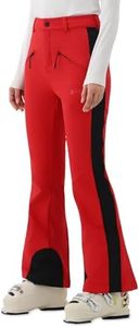 HIGH EXPERIENCE Womens Ski Pants Slim Fit Soft Shell Snow Fleece Lined Snowboard Fitted Insulated Waterproof Windproof Warm (Red, Medium)