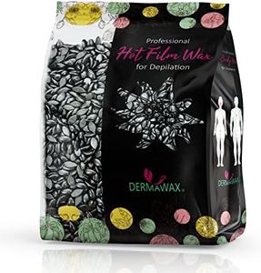 500 gramos Dermawax Cera Negra con Aceite de Coco-Perlas de cera para depilación-para todo tipo de pieles para cara cejas nariz vello piernas brazos zona del bikini zona intima Depilación sin bandas
