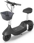 OKAI EA10 Series Electric Scooter with Seat, Up to 25 Miles Range, 15.5 MPH, Electric Moped Scooter for Adults, Detachable Battery, with Front Basket (EA10A with Front Basket, Black)