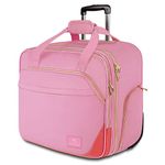 Rolling Briefcase for Women, Large Rolling Laptop Bag with Wheels Fits 17 Inch Notebook Gifts for Office Women, Water Resistance Teacher Work Computer Travel Carry on Weekender Bags on Wheel, Pink