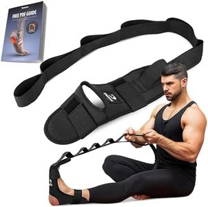 DMoose Fitness Foot & Calf Stretcher - Hamstring Stretcher for Plantar fasciitis, Achilles Tendonitis, & Heel Spurs - Yoga Stretching Strap for Lower Back Pain - Flex Strap for Physical Therapy