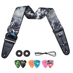 LEKATO Guitar Strap, Electric Acoustic Guitar Strap Polyester Guitar Straps with Leather Ends Adjustable Guitar Shoulder Belt (mist)