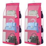 OxbOw 2Pcs Combo Handbag Organizer, Bag Organiser For Ladies Handbags, Purse Organiser For Handbag, Closet Organizer For Wardrobe, Tote Bag Organiser, Bag Hanger, 90 X 35 X 35 Cm (2 Pcs Pink)