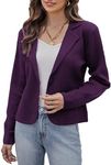 GRACE KARIN Womens Casual Knit Blazers Open Front Long Sleeve Work Office Sweater Jackets Blazer Purple XL