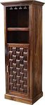 Porash Furniture Sheesham Wood Bar Cabinet Wine Bottle and Drawer Storage Display Unit for Living Room Bedroom Home Solid Wooden Furniture- (Teak Finish) | 1 Year Warranty