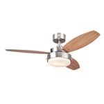 Westinghouse Lighting 7221614 Contemporary Alloy 42" Reversible 3 Blade Led Ceiling Fan in Brushed Nickle Finish