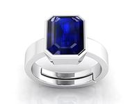 SIDHARTH GEMS Blue Sapphire Silver Plated Ring 7.25 Ratti 6.00 Carat Unheated and Untreated Neelam Natural Ceylon Gemstone for Men and Women