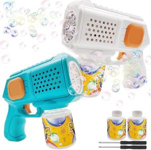 Pistolets à Bulles de Savon, 2pcs Machine a Bulle, Machine à Bulles de Savon Gun Enfants 5000+Bulles/Minute avec Solution pour Bulles de Savon, Pistolet à Bulles Enfant pour Enfant/Anniversaire/fête