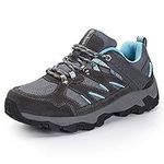 SHULOOK Womens Walking Shoes Non-Slip Lightweight Hiking Shoes Waterproof Low Rise Outdoors Trekking Hiking Boots Women（Grey Blue UK 6