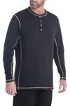 Legendary Whitetails Men's Standard Maverick Slub Henley Shirt, Black, Large