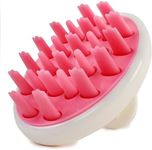 Zyllion Hair Shampoo Brush and Scalp Massager Care for Dandruff Removal, Scrubber, Hair Growth and Exfoliator with Flat and Pointed Soft Silicone Bristles for Women and Men - Pink (ZMA-12-PK)