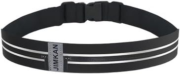 JIMKAN Running Belt for Women Men, Water-resistant Running Fanny Pack with Dual Pockets, Bounce-Free Adjustable Runner Waist Pack Fits Most Cell Phone for Sports Gym Workout Jogging (Black)