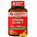 Carbamide Forte Vitamin K2 MK7 55 mcg | MK7 Form for Better Calcium Utilization | Vitamin K2 Supplement To Support Strong Bones & Heart Health for Men & Women | 120 Vegetarian Tablets