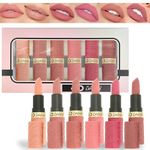 Gireatick 6pcs Matte Lipstick Makeup Set, Nude/Pink/Rose Red/Mauve/Brown Matte Lipstick Pack Sets for Women, Silky Velvet Lipstick Matte Long Lasting Smudge Proof Lipstick