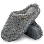 LongBay Women’s Soft Flannel Memory Foam Slippers Slip on House Shoes Indoor Outdoor(5-6 UK,Grey)