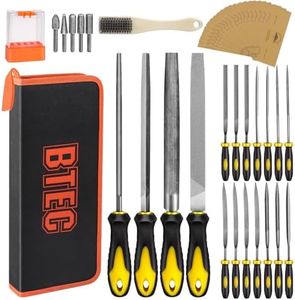 BTEC 46PCS Metal Files for Steel 4PCS Large Metal File Woodworking Wood Files Set 14PCS Needle for Work Triangle Rasps Tools
