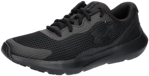 Under Armour Men's Surge 3 Running Shoe, (002) Black/Black/Black, 10.5