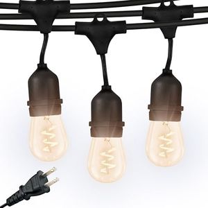 Brightech Ambience Pro - Waterproof LED Outdoor String Lights - 15 Bulbs, Dimmable 2W Vintage Spiral Edison Bulbs - 48 Ft Commercial Grade Patio Lights Cafe Ambience in Your Backyard