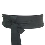 Black fabric obi belt sash with long ties for a wrap around style