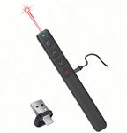 M Monoie Wireless Presenter, Hyperlink Control Presentation Clicker RF 2.4GHz Type-c+USB 2-in-1 Interface PPT Clicker Presentation Remote Pointer Slide Advancer (Black/Red Light/Type-c+USB Port)