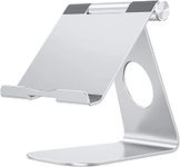 OMOTON Tablet Stand Compatible with iPad, Adjustable Stand Holder for Tablets (Up to 12.9 inch) and All Cell Phones, Silver