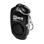 Mace Brand 130dB Personal Alarm Key Chain with Bag Clip, Backup Whistle, and Hidden Off Button for Self Defense, Black