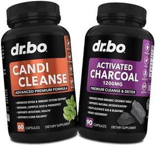 Activated Charcoal & Candi Cleanse Support - Organic Coconut Charcoal Pills & Anti Overgrowth Pills for Stomach Gas and Bloating for Men Women Kids - Oral Herbal Oregano & Caprylic Acid Capsules