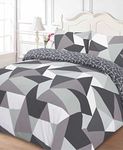 Dreamscene Geometric Shapes SINGLE Duvet Cover with Pillowcase Reversible Bedding Set, Black Grey White