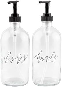 Cornucopia 16oz Hands Dishes Pump Bottles (Clear, Set of 2); Pump Dispensers for Kitchen and Home