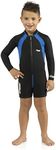 Cressi Boy's Shorty Neoprene Snorkelling Suit, Long Sleeves - Black/Blue, M (3 Years)