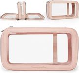 Pink Clear Makeup Bag for Women with Zipper Case Organizer, Transparent Clear Cosmetic Bags for Women, See Through Clear Make Up Bag for Women, Clear Travel Makeup Bag, Small Make Up Bag for Traveling