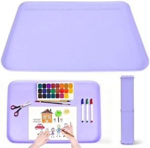 Premium Silicone Art Mat for Crafts, 24" x 16" Non-Slip Art Mat for Painting, Clay, Resin, Slime, Jewelry-Making, and Crafts – Waterproof & Easy to Clean, Raised Edges for Mess-Free Crafting (Purple)