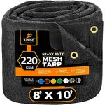 Xpose Safety Heavy Duty Mesh Tarp – 8’ x 10’ Multipurpose Black Protective Cover with Air Flow - Use for Tie Downs, Shade, Fences, Canopies, Dump Trucks – Tear Resistant