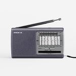 XHDATA D-219 Portable AM FM Shortwave Radio Battery Operated Small Great Reception Radio with Headphone Jack,Can Meet Daily Needs（Grey）