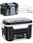 Docusvect Cordless Electric Lunch Box for Adults, Heated Lunch Box Battery Powered with Automatic Heating, 1.3L Portable Food Warmer with Removable Tray Divider