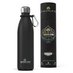 Stainless Steel Water Bottle – Vacuum Insulated Double Wall with Screw Lid/Leak Proof Thermal Travel Sports Flask Coffee Canteen/Cola Shape Bonus Value Bundle (25 oz, Black)