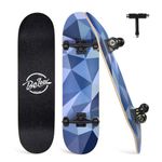 BELEEV Skateboards, 31 x 8 inch Complete Skateboard for Beginners, 7 Layer Canadian Maple Double Kick Deck Concave Cruiser Trick, Light Up Wheel Skateboard for Kids Teens & Adults