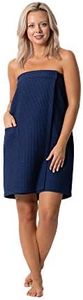 Robe Direct Quick Dry, Lightweight Waffle Spa/Bath Wrap with Adjustable Closure & Elastic Top (XX-Large, Navy)