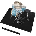 4x5.3Ft Drum Rug, Drum Mat with Non-Slip Grip Bottom, Drum Carpet for Noise Reduction, Soundproof Drum Pad for Jazz Drum & Electric Drum Set, Electric Drum Accessories Gift for Drummers, Black