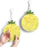 Sophie & Panda Fuzzy Ball Hand Towels (Set of 2) - Dry Your Hands Instantly and conveniently with This Creative Hand Towel Fruit Themed Decorative Towels for Bathroom (Pack of 2, Yellow Pineapple)