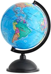 Juvale Rotating World Globe with Stand for Kids Learning, 8-inch Spinning Earth Globe for Classroom Geography Education