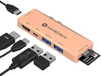 NOV8Tech 7-in-2 USB C to HDMI Hub Gold Adapter for MacBook Air M1 2018-2022, Pro M1 2016-2022, Thunderbolt 3 100W Power Docking Station, 4k HDMI, 2X USB 3.0, SD/Micro SD Card Reader