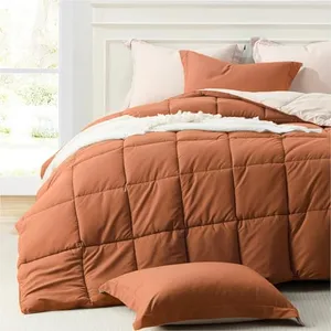 Homelike Moment King Size Comforter Set Burnt Orange, Comforters King Size Bedding Set, Soft Lightweight Down Alternative Bed Comforter Reversible All Season 3 Piece Bedding Sets Burnt Orange/Beige