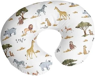 Sweet Jojo Designs Jungle Animals Boy Girl Gender Neutral Nursing Pillow Cover Baby Breastfeeding Slipcover Infant Newborn Nursery Bottle Pillowcase(Pillow NOT Included) - Green Boho Wildlife Safari