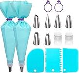 Uwish Piping Bags and Nozzles Set, Cake Decorating Supplies for Baking with Reusable Pastry Bags and Tips, Standard Converters, Silicone Rings, Cake Decorating Tools for Cookie Icing, Cake, Cupcake