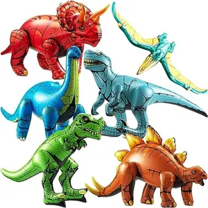 Inflatable Dinosaur Toys for Kids (Pack of 6) Blow Up Dinosaur Balloons Self-Standing Dinosaur Birthday Decorations for Themed Dinosaur Party Decorations Supplies Decor & Pool Floats for Boys & Girls