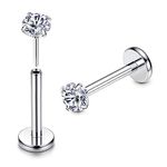 ADRAMATA 2Pcs G23 Titanium Labret Studs Lip Piercing Jewellery Threadless Push in Medusa Monroe Piercing Lip Bar Earring Piercing Studs Nose Studs Nose Piercing Conch Tragus Helix Piercing Jewellery