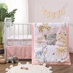 The Peanutshell Crib Bedding Set for Baby Girls, Safari Girl Nursery Decor, Wildest Dreams, 3 Pieces