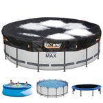 Enzeno 15 Ft Round Pool Cover, above Ground Solar Pools Covers, Stock Tank Pool Cover Protector with Vents, Round Hot Tub Cover for Waterproof and Dustproof (Black)