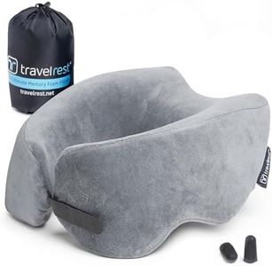 TRAVELREST Nest Patented Memory Foam Travel Pillow / Neck Pillow - Washable - Voted Best Travel Pillow for 2018-2022 by NYTimes Wirecutter - Packs to 1/4 of its Size (2 Year Warranty) (Grey)